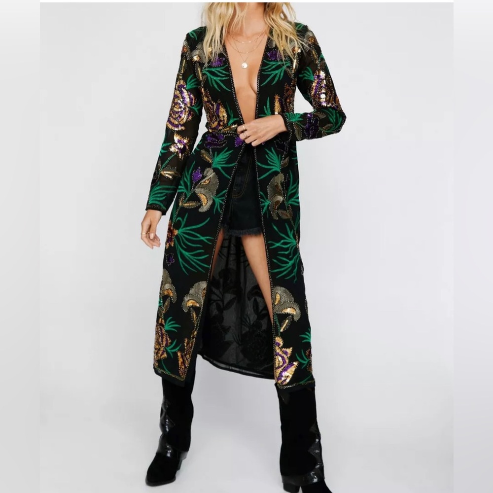 Nasty Gal Embellished Floral Duster/Kimono
